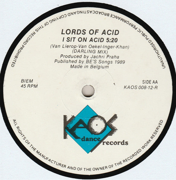 Lords Of Acid : I Sit On Acid (Hard Beat Remix) (12")
