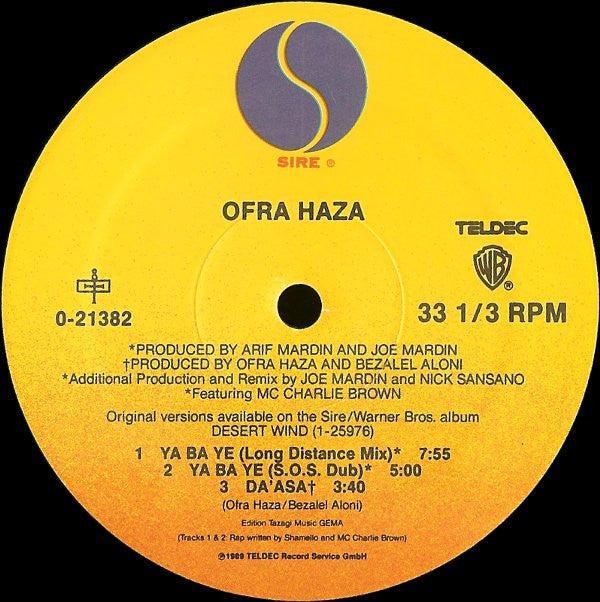Ofra Haza : Ya Ba Ye (12", Maxi)