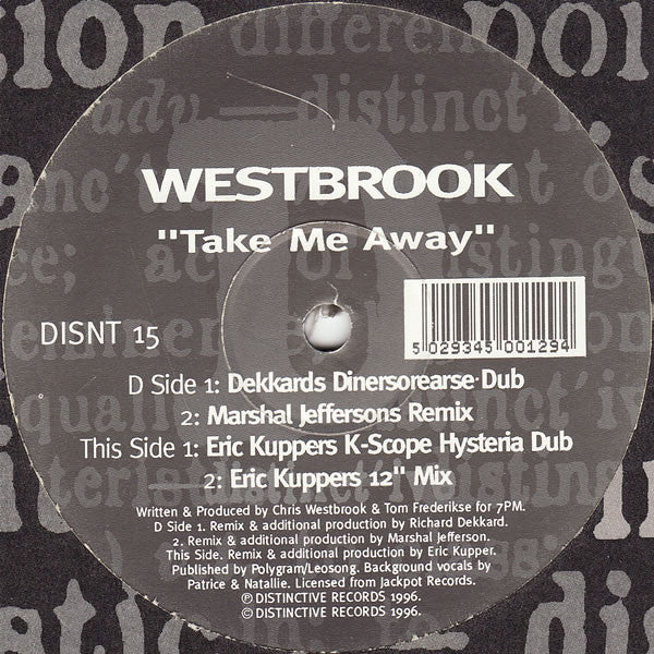 Westbrook* : Take Me Away (12")