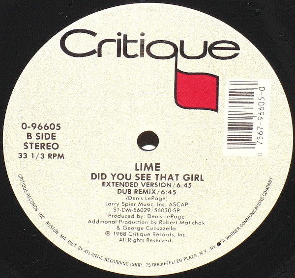 Lime (2) : Cutie Pie / Did You See That Girl (12", Single)