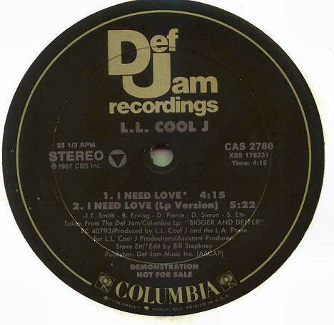 L.L. Cool J* : I Need Love (12", Promo)