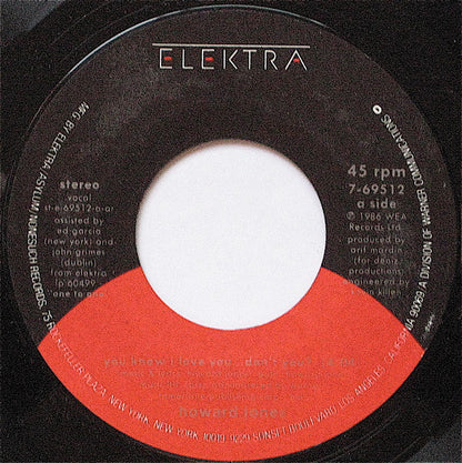 Howard Jones : You Know I Love You ... Don't You? (7", All)