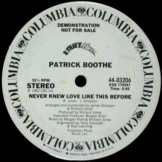 Patrick Boothe : Never Knew Love Like This Before (12", Promo)