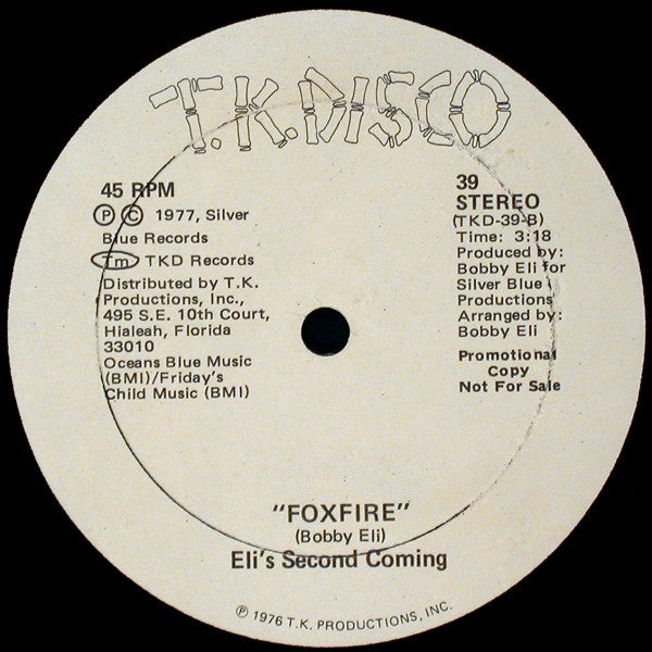 Eli's Second Coming : Hop-Scotch / Foxfire (12", Promo)