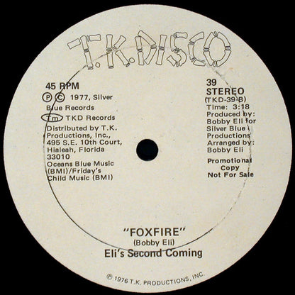 Eli's Second Coming : Hop-Scotch / Foxfire (12", Promo)
