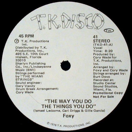 Foxy : The Way You Do The Things You Do (12", Promo)