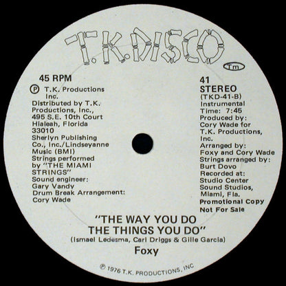 Foxy : The Way You Do The Things You Do (12", Promo)
