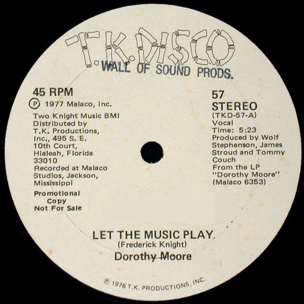 Dorothy Moore : Let The Music Play / Make It Soon (12", Promo)