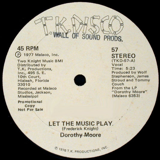 Dorothy Moore : Let The Music Play / Make It Soon (12", Promo)