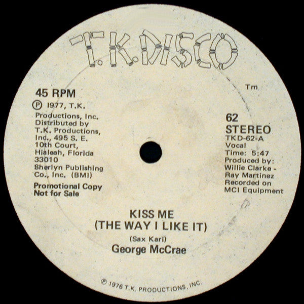George McCrae : Kiss Me (The Way I Like It) (12", Single, Promo)
