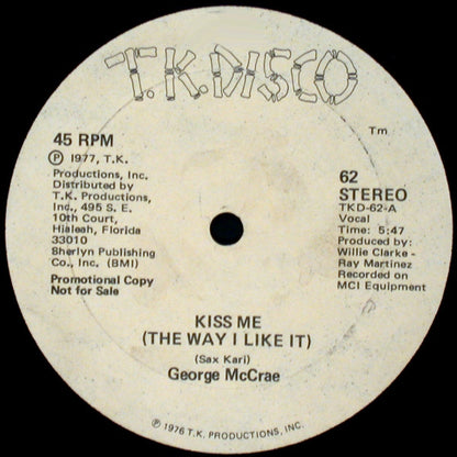 George McCrae : Kiss Me (The Way I Like It) (12", Single, Promo)