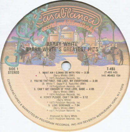 Barry White : Barry White's Greatest Hits (LP, Comp, RE)