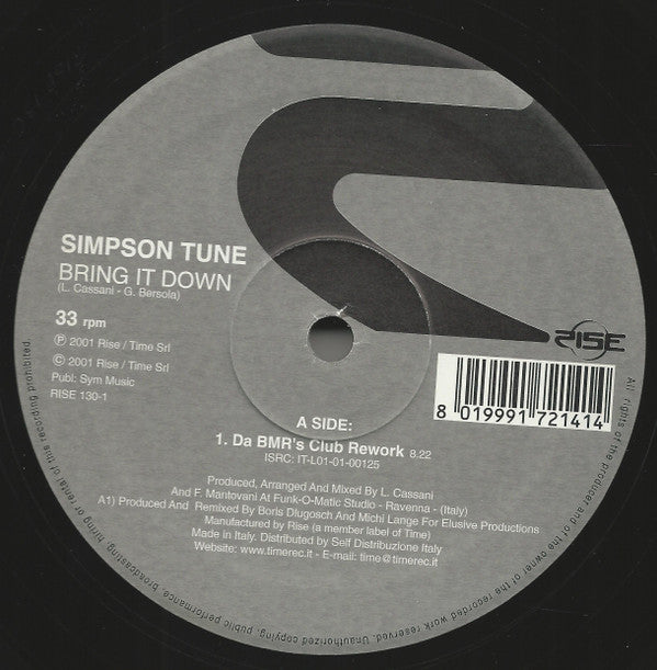 Simpson Tune : Bring It Down (2x12")