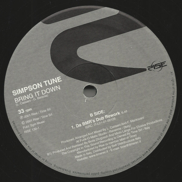 Simpson Tune : Bring It Down (2x12")