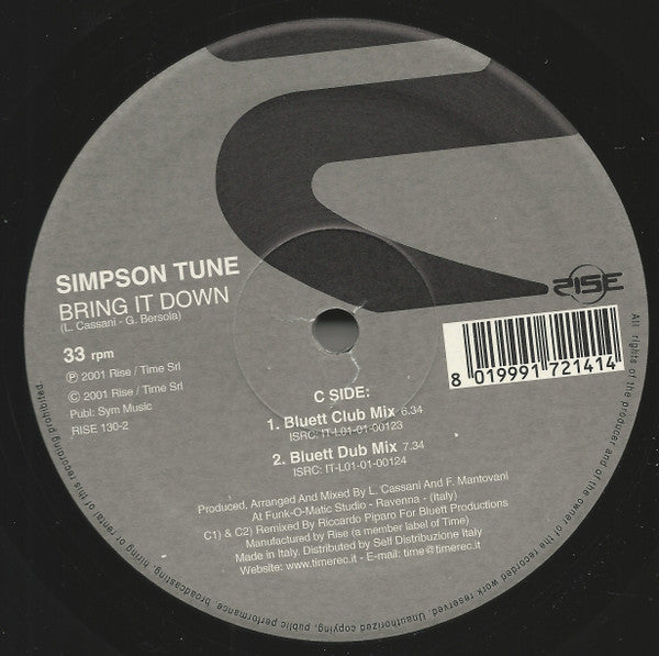 Simpson Tune : Bring It Down (2x12")