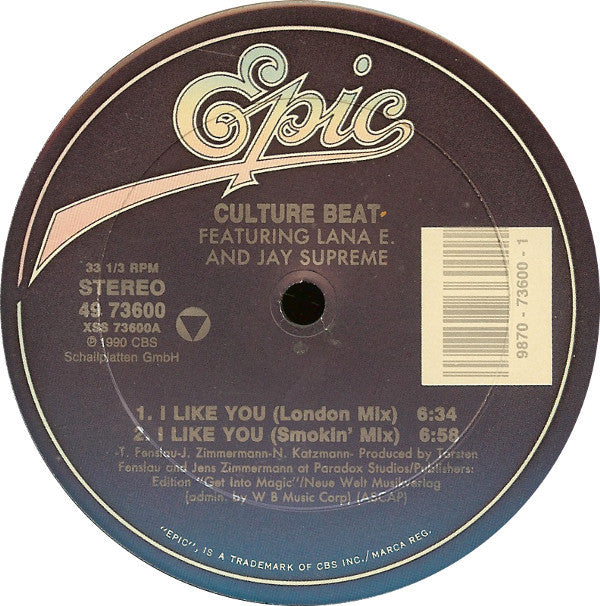 Culture Beat Featuring Lana E. And Jay Supreme : I Like You (12")