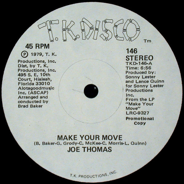 Joe Thomas : Make Your Move / Get On Back (12", Promo)
