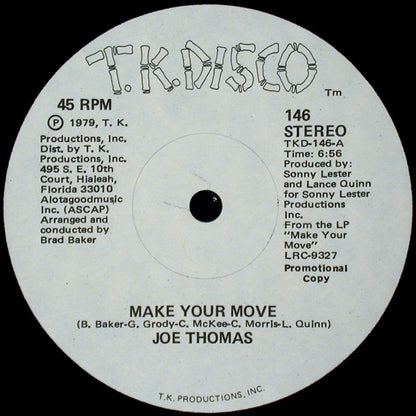 Joe Thomas : Make Your Move / Get On Back (12", Promo)