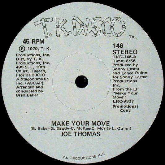 Joe Thomas : Make Your Move / Get On Back (12", Promo)