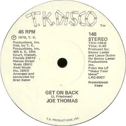Joe Thomas : Make Your Move / Get On Back (12", Promo)