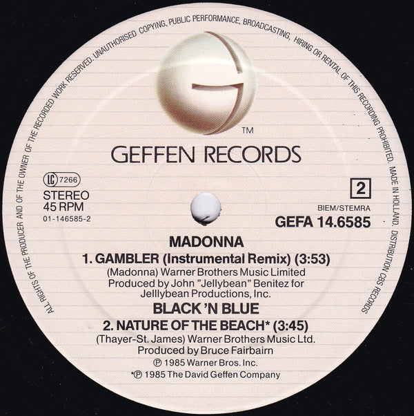 Madonna : Gambler (Extended Dance Remix) (12", Maxi)