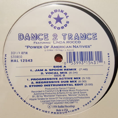 Dance 2 Trance : Power Of American Natives (12", Maxi)