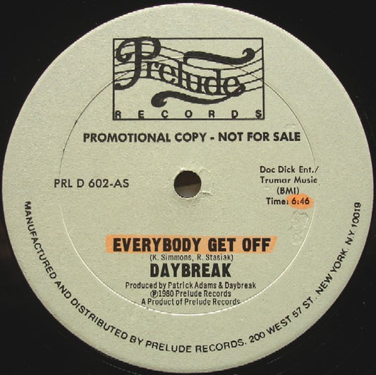 Daybreak : Everybody Get Off (12", Promo)