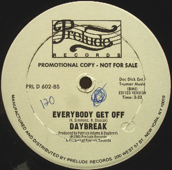 Daybreak : Everybody Get Off (12", Promo)