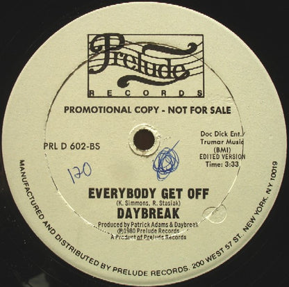 Daybreak : Everybody Get Off (12", Promo)