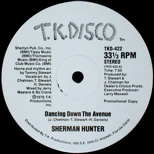 Sherman Hunter : Dancing Down The Avenue (12", Promo)