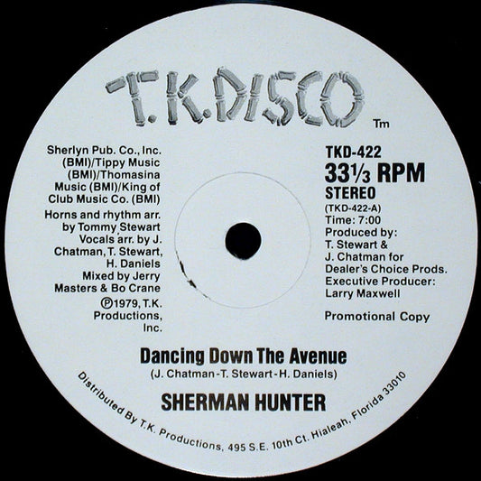 Sherman Hunter : Dancing Down The Avenue (12", Promo)