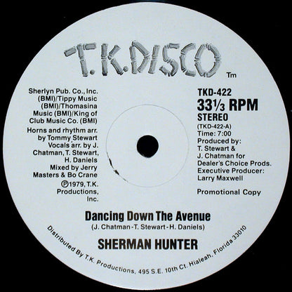 Sherman Hunter : Dancing Down The Avenue (12", Promo)