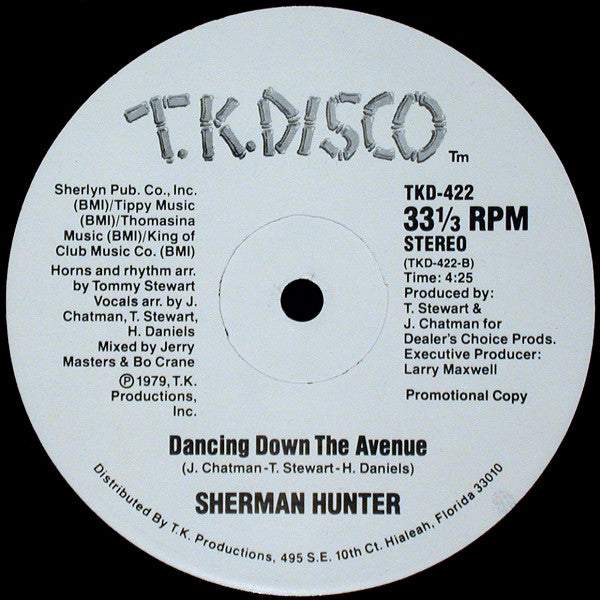 Sherman Hunter : Dancing Down The Avenue (12", Promo)