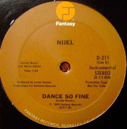 Nijel : Dance So Fine (12", Promo)