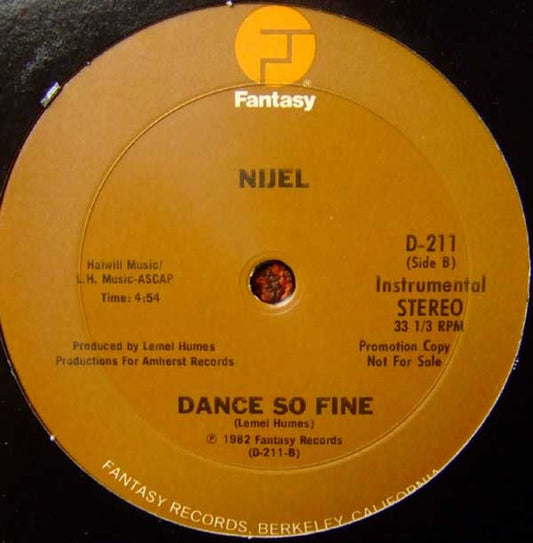 Nijel : Dance So Fine (12", Promo)