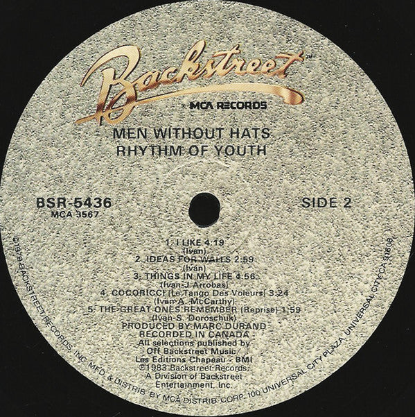 Men Without Hats : Rhythm Of Youth (LP, Album, Glo)