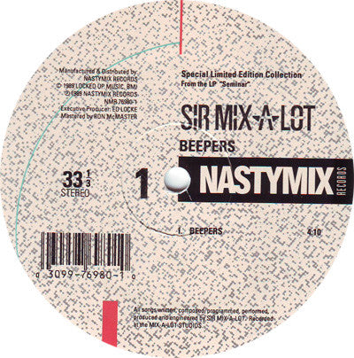 Sir Mix-A-Lot : Beepers (12", Single, Ltd, Whi)
