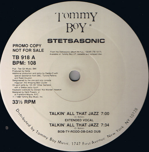 Stetsasonic : Talkin' All That Jazz (12", Promo)