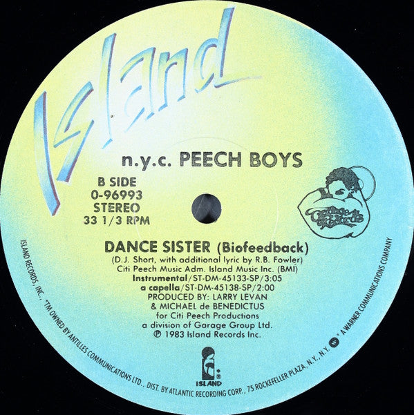 Peech Boys : Dance Sister (Biofeedback) (12")