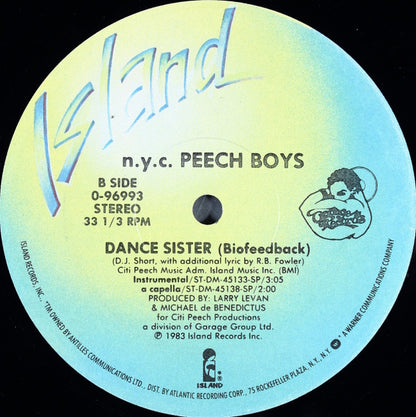 Peech Boys : Dance Sister (Biofeedback) (12")