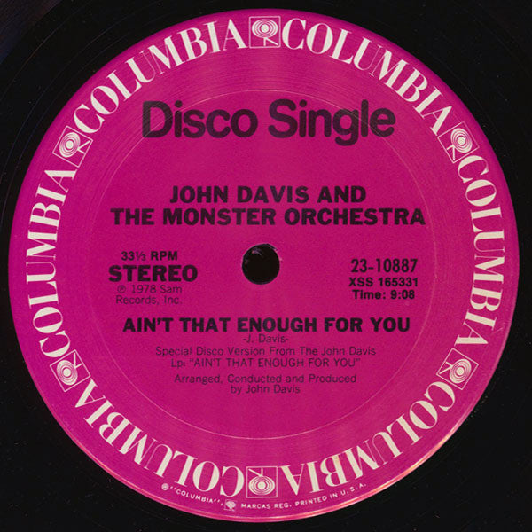 John Davis And The Monster Orchestra* : Ain't That Enough For You / A Bite Of The Apple (12", Single)