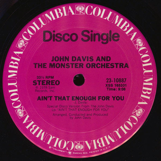 John Davis And The Monster Orchestra* : Ain't That Enough For You / A Bite Of The Apple (12", Single)