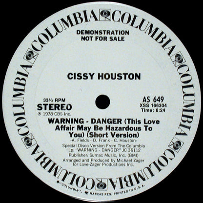 Cissy Houston : Warning - Danger (This Love Affair May Be Hazardous To You) (12", Promo, Pit)