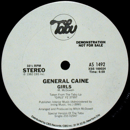 General Caine : Girls / Baseball (12", Promo)