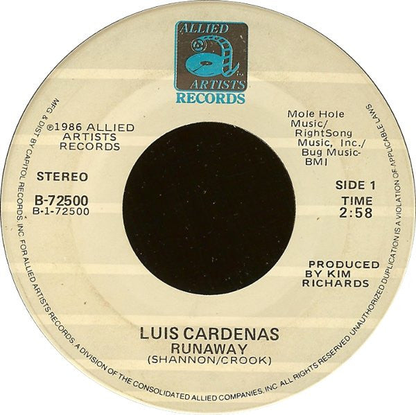 Luis Cardenas : Runaway / Still Waiting (7", Single)
