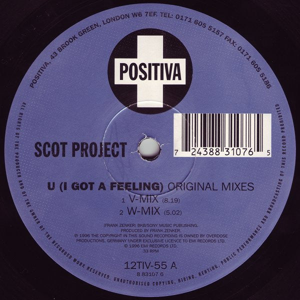 Scot Project* : U (I Got A Feeling) (12")
