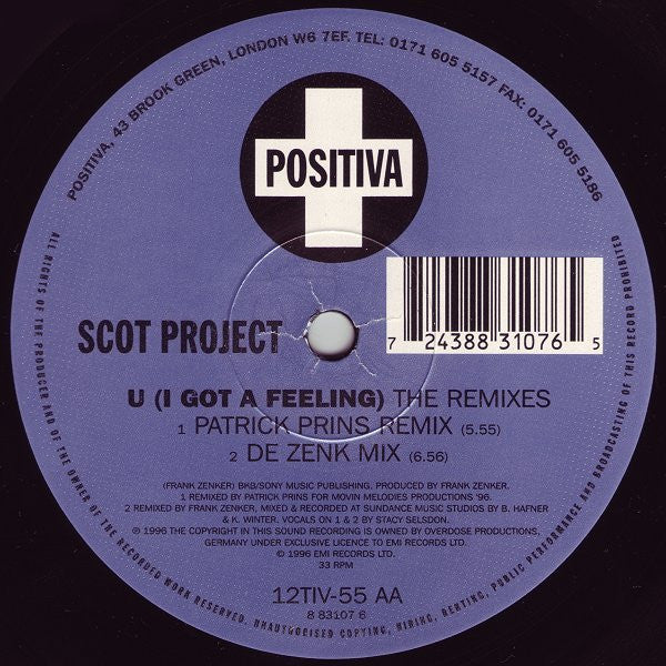 Scot Project* : U (I Got A Feeling) (12")
