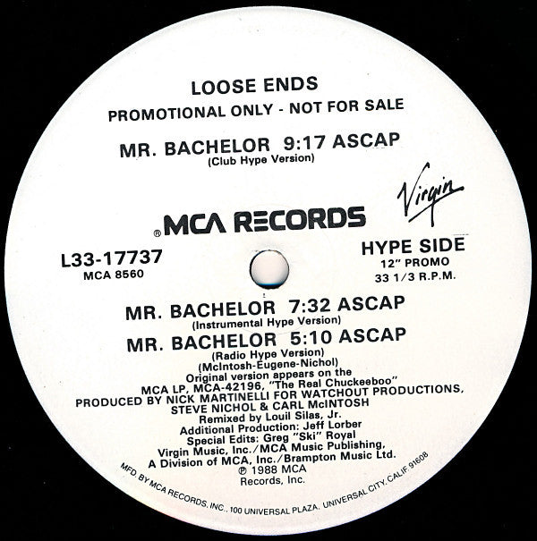 Loose Ends : Mr. Bachelor (12", Promo)