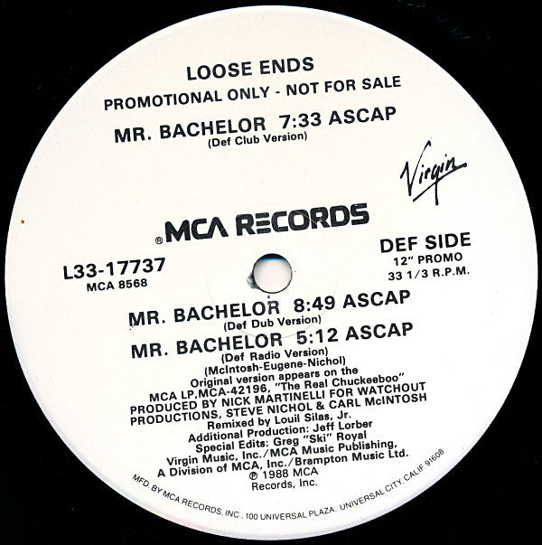 Loose Ends : Mr. Bachelor (12", Promo)