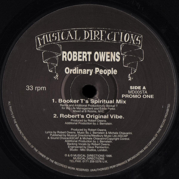 Robert Owens : Ordinary People (Promo One) (12", Promo)